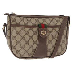 Authentic GUCCI GG Supreme Web Sherry Line Bag PVC Beige Gold 001 904 2032